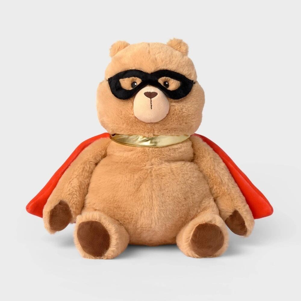 Superhero Bear with Red Cape Stuffed Animal by Gigglescape Soft 12 inches Tall